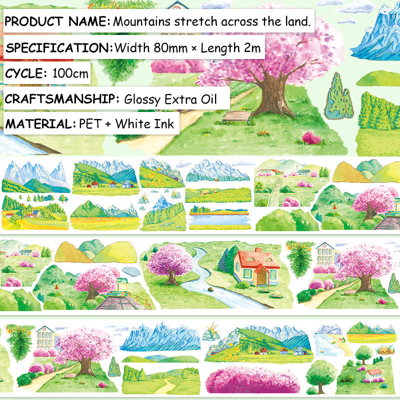 Mountains Stretch PET Tape for journaling, scrapbooking and collage