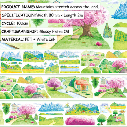 Mountains Stretch PET Tape for journaling, scrapbooking and collage