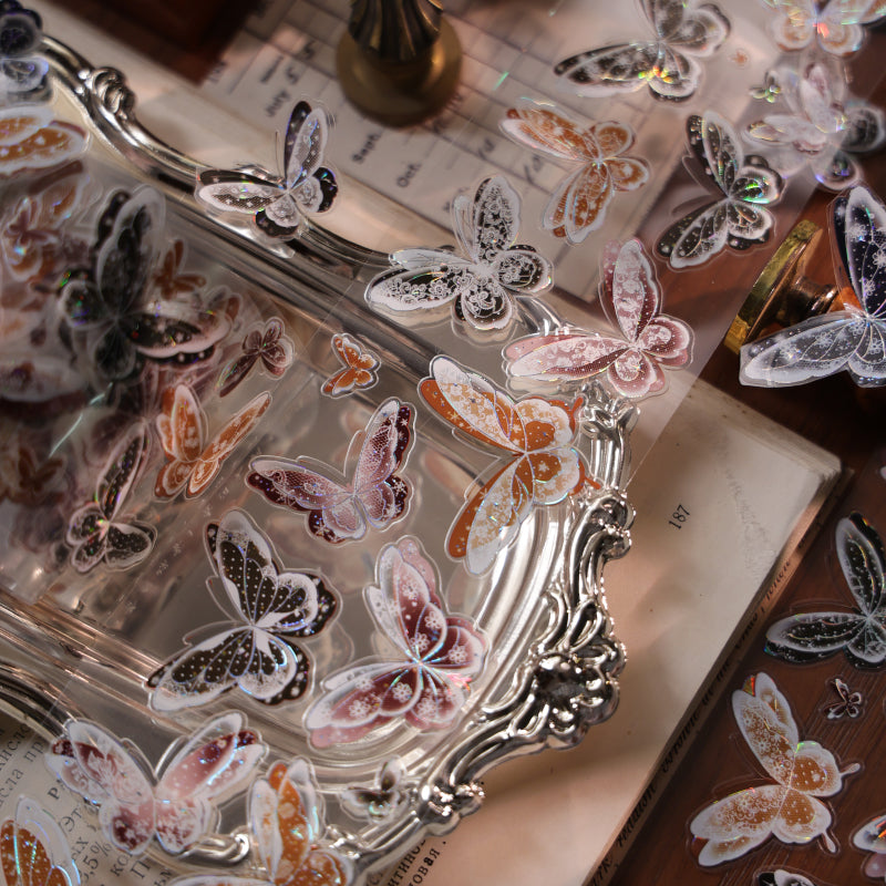 6cm*100cm Lace Butterfly Mist Die Cutting Shell Silver/Gold/Light PET Tape