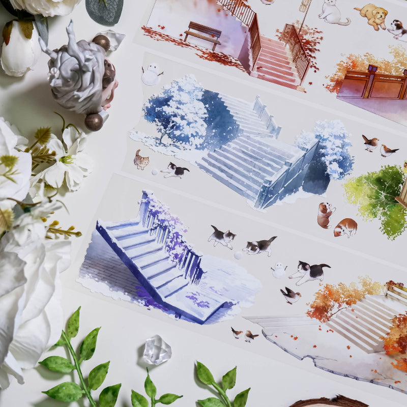 Whole Roll 7.5cm*5m Encounter at the Corner PET Tape for journaling, scrapbooking and collage