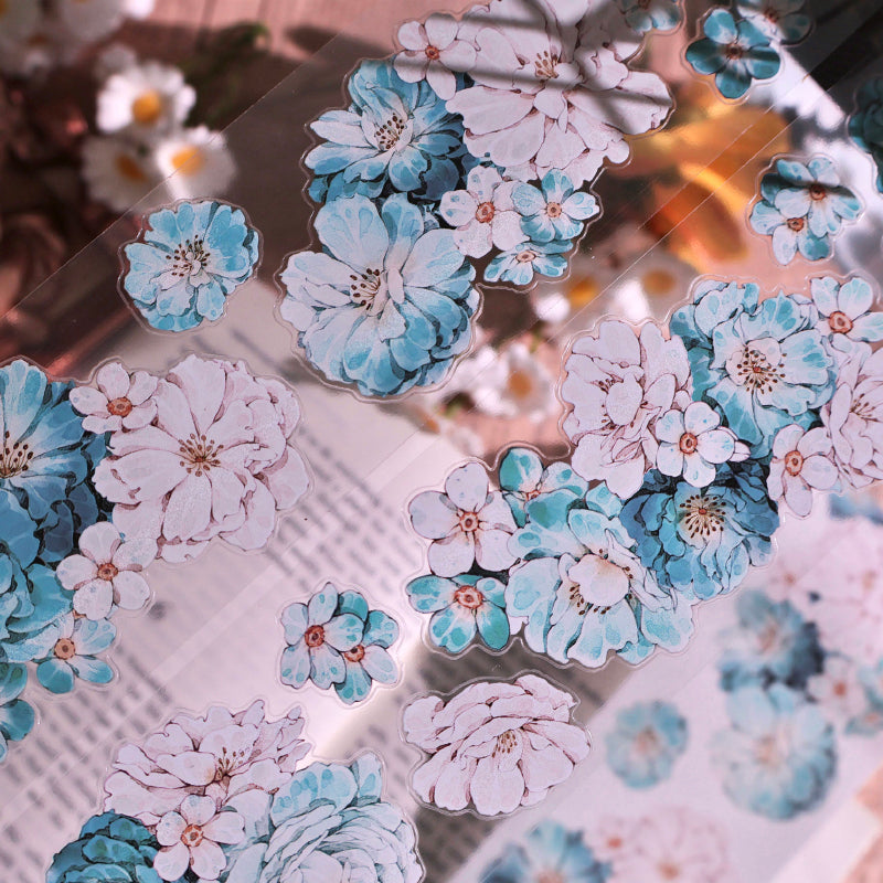 5.5cm*100cm Skinned snow flower Die Cutting Washi/PET Tape featuring flower, and snow designs for journaling, scrapbooking and collage
