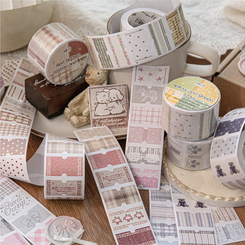 Handmade fabric label series Die Cutting Washi Tape for journaling, scrapbooking and collage