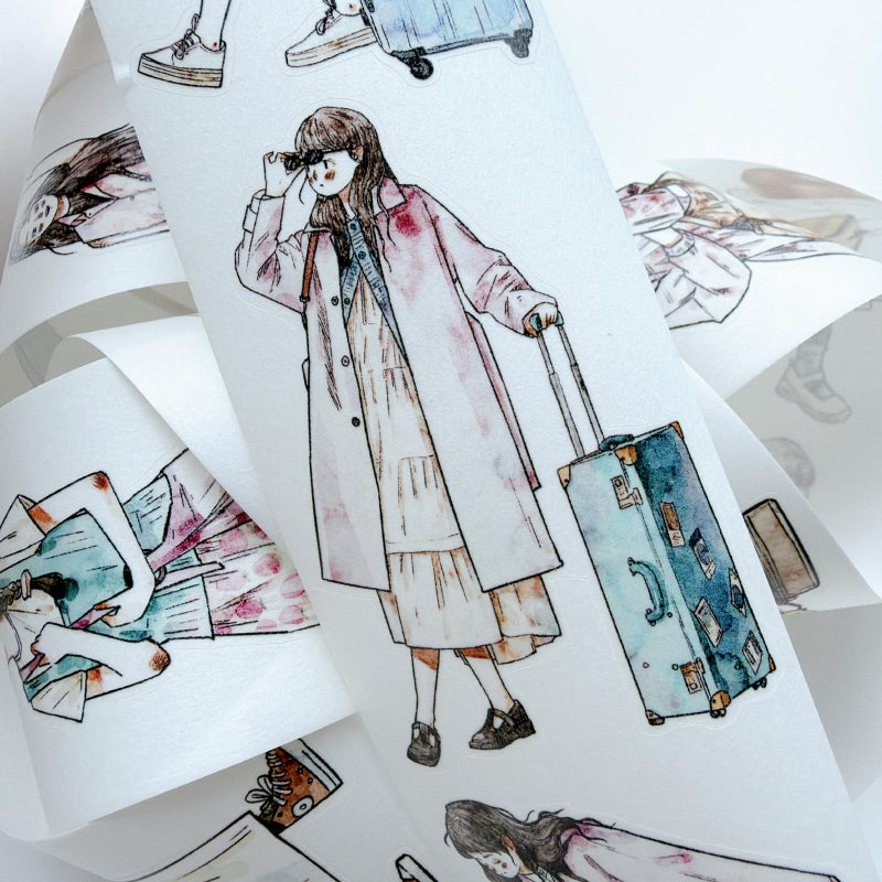 4.5cm*333cm Set Off On Journey Die Cutting Washi/PET/Fog PET Tape for journaling, scrapbooking and collage