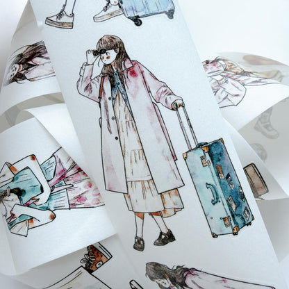 4.5cm*333cm Set Off On Journey Die Cutting Washi/PET/Fog PET Tape for journaling, scrapbooking and collage
