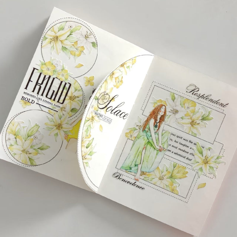 5.5cm*100cm Floating Light Lily Die Cutting Washi/PET Tape featuring light designs for journaling, scrapbooking and collage