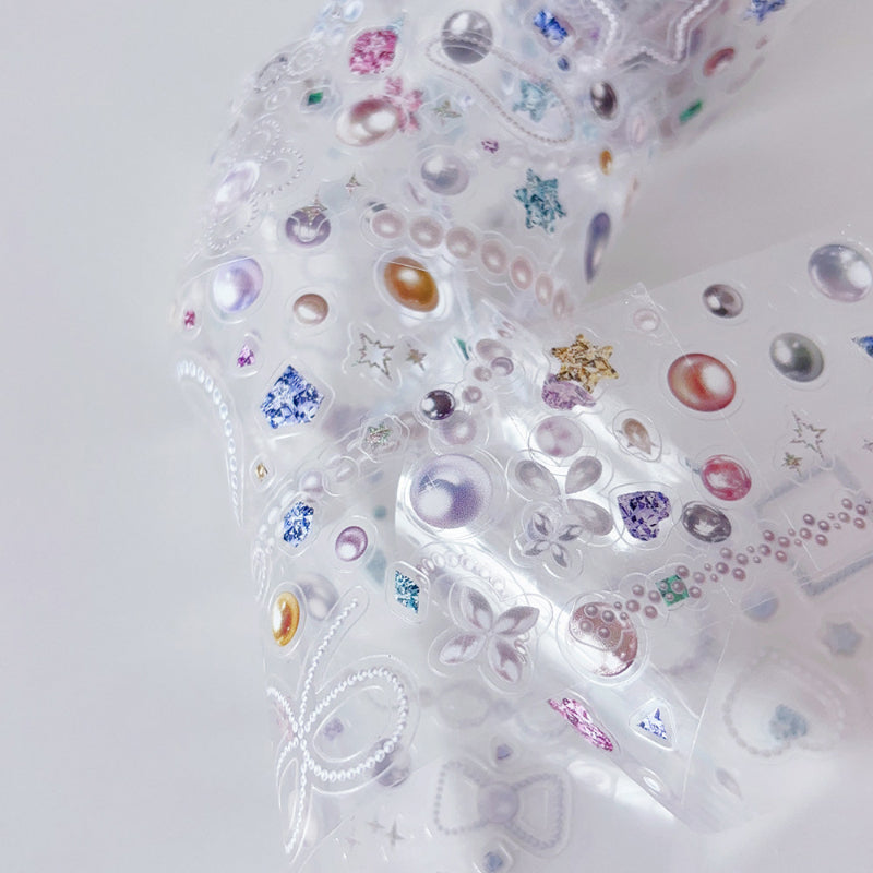 4cm*100cm Little Pearl Die Cutting PET Tape featuring pearl designs for journaling, scrapbooking and collage