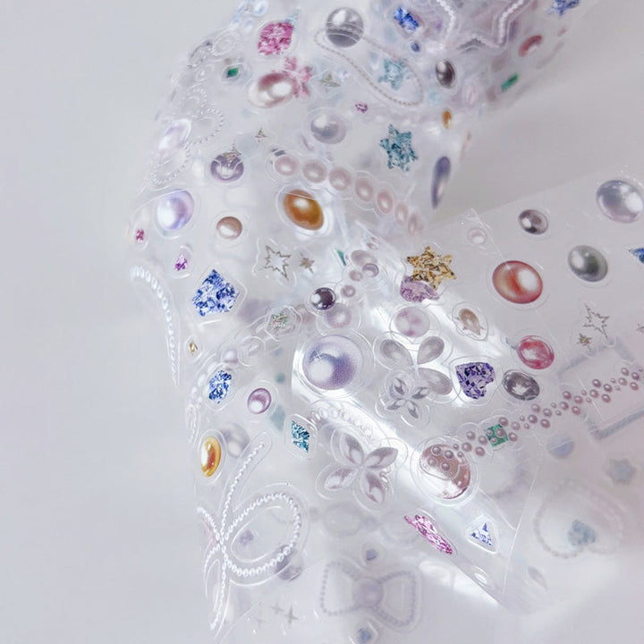 4cm*100cm Little Pearl Die Cutting PET Tape featuring pearl designs for journaling, scrapbooking and collage