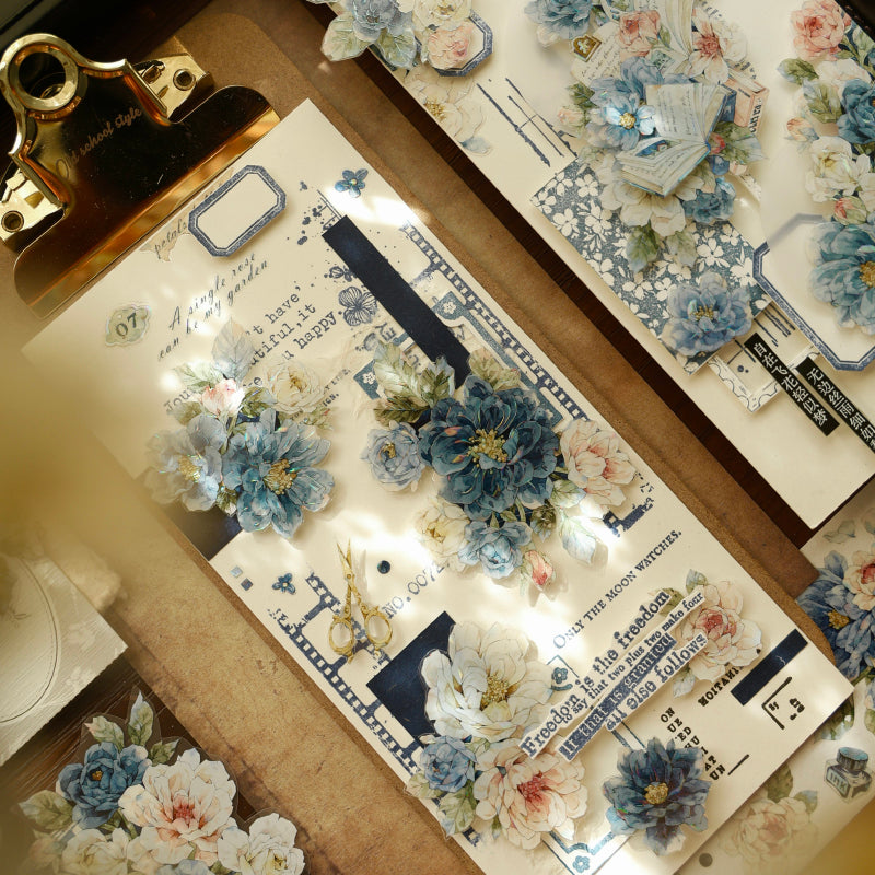 5.5cm*100cm Dream Painting blue Die Cutting Washi/PET/Shell Light PET Tape featuring dream, blue, and light designs for journaling, scrapbooking and collage