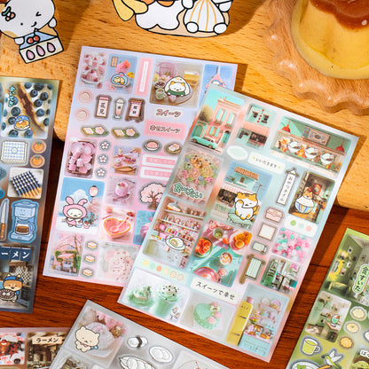 Cute Food Story Series Sticker Book featuring book designs for journaling, scrapbooking and collage