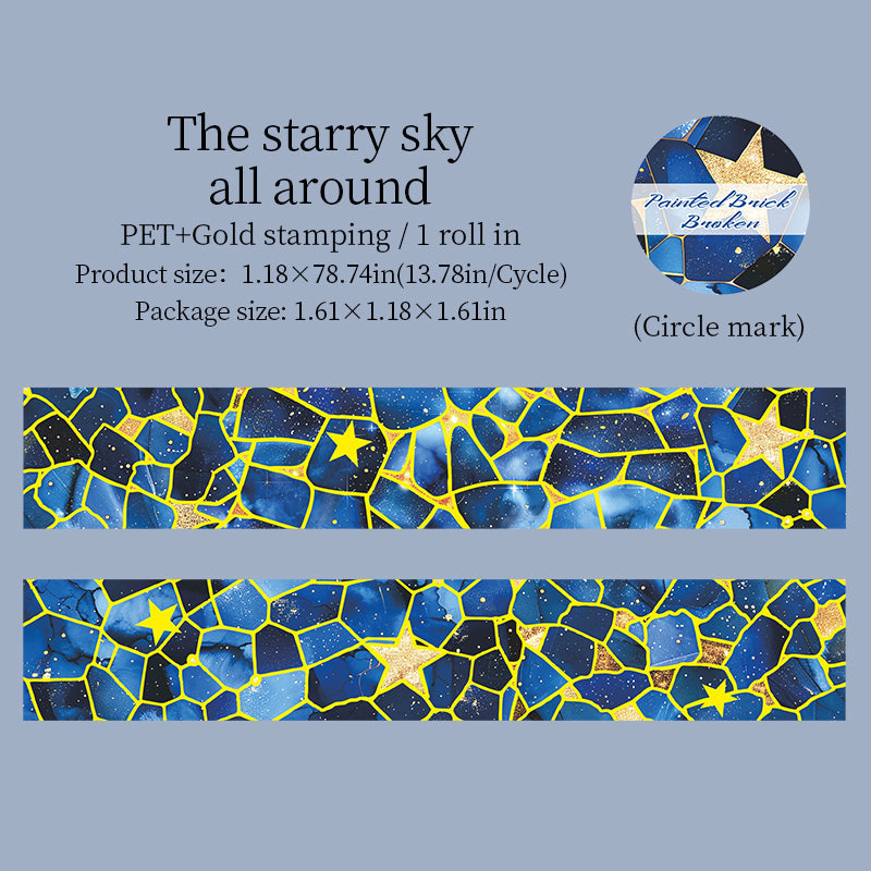 Colored Brick Fragment Series Gold Stamping PET Tape