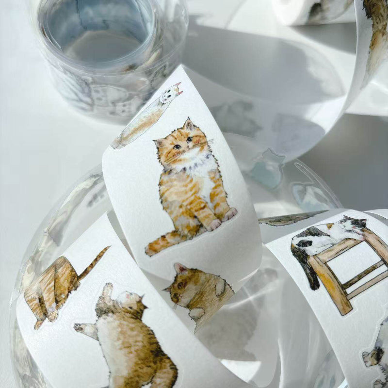 3.5cm*250cm kitty Die Cutting Washi/PET/Fog PET Tape for journaling, scrapbooking and collage