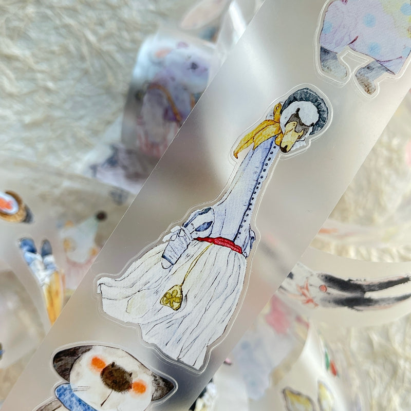 4cm*333cm Cute doll Die Cutting Washi/PET/Fog PET Tape for journaling, scrapbooking and collage