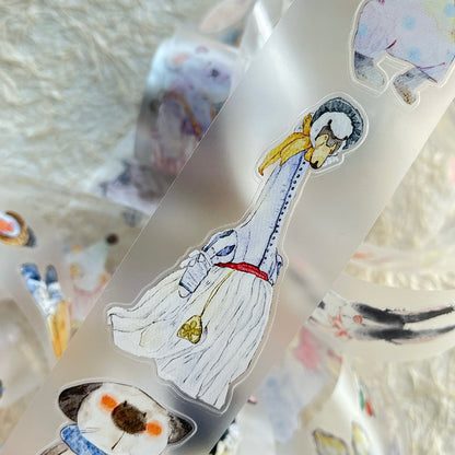 4cm*333cm Cute doll Die Cutting Washi/PET/Fog PET Tape for journaling, scrapbooking and collage