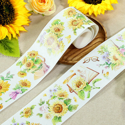 Time of Sunflowers Die Cutting Washi Tape featuring flower, and sun designs for journaling, scrapbooking and collage