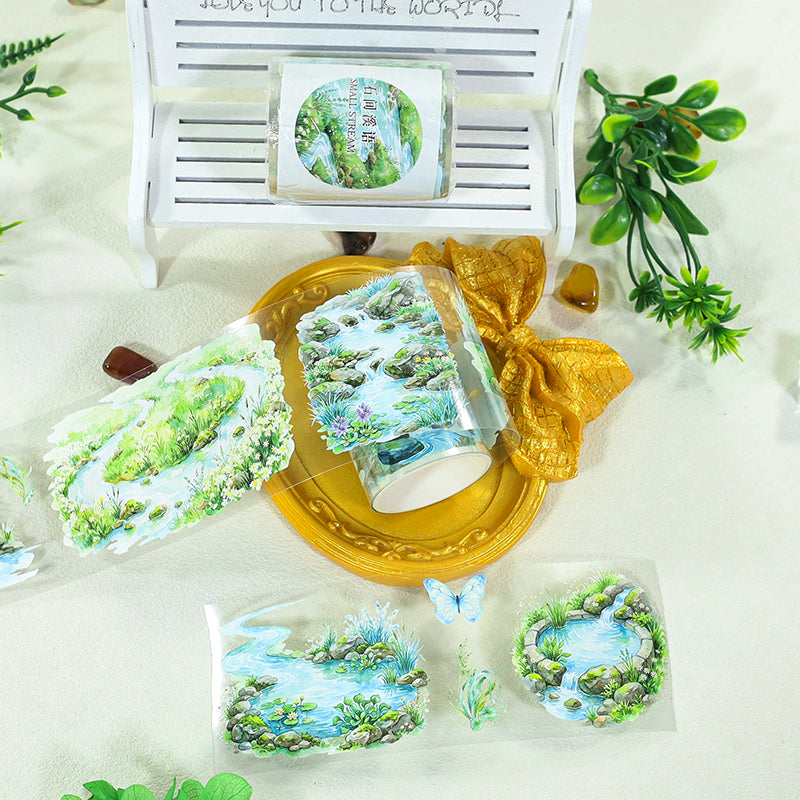 Stream Whispers Among The Rocks PET Tape for journaling, scrapbooking and collage