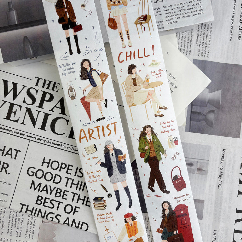 6cm*108cm Shadows Of Time Die Cutting Washi/PET/Fog PET Tape featuring shadow designs for journaling, scrapbooking and collage