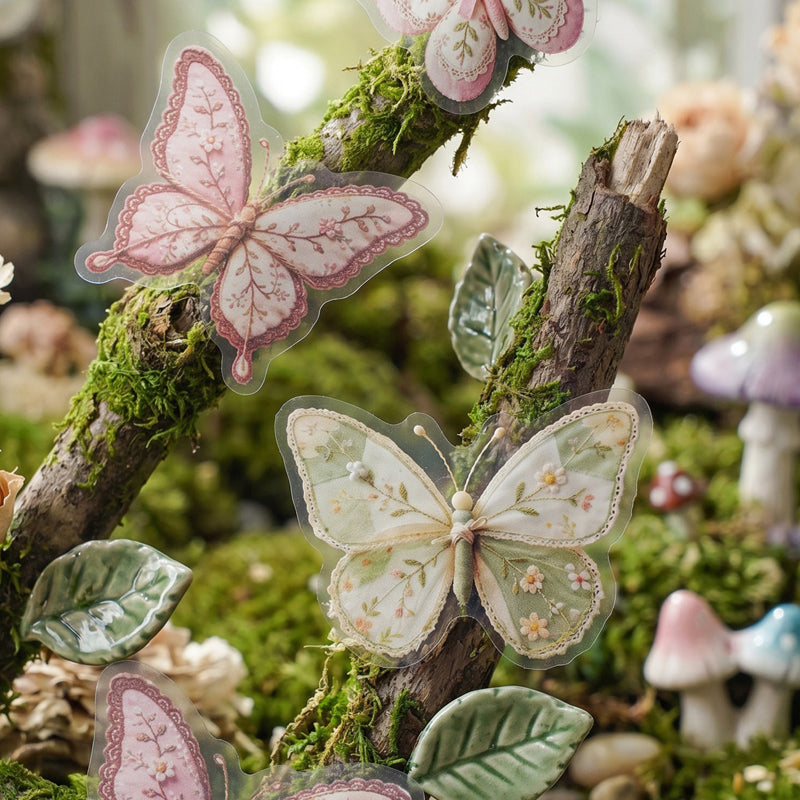 Fabric Butterfly Chronicles Series Sticker featuring butterfly designs for journaling, scrapbooking and collage