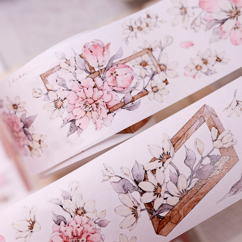 Fluffy flower petals Die-Cutting Washi Tape - Whole Roll 5.5cm×6m