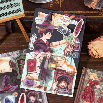 Old Scenes Series Sticker Book featuring old, and book designs for journaling, scrapbooking and collage