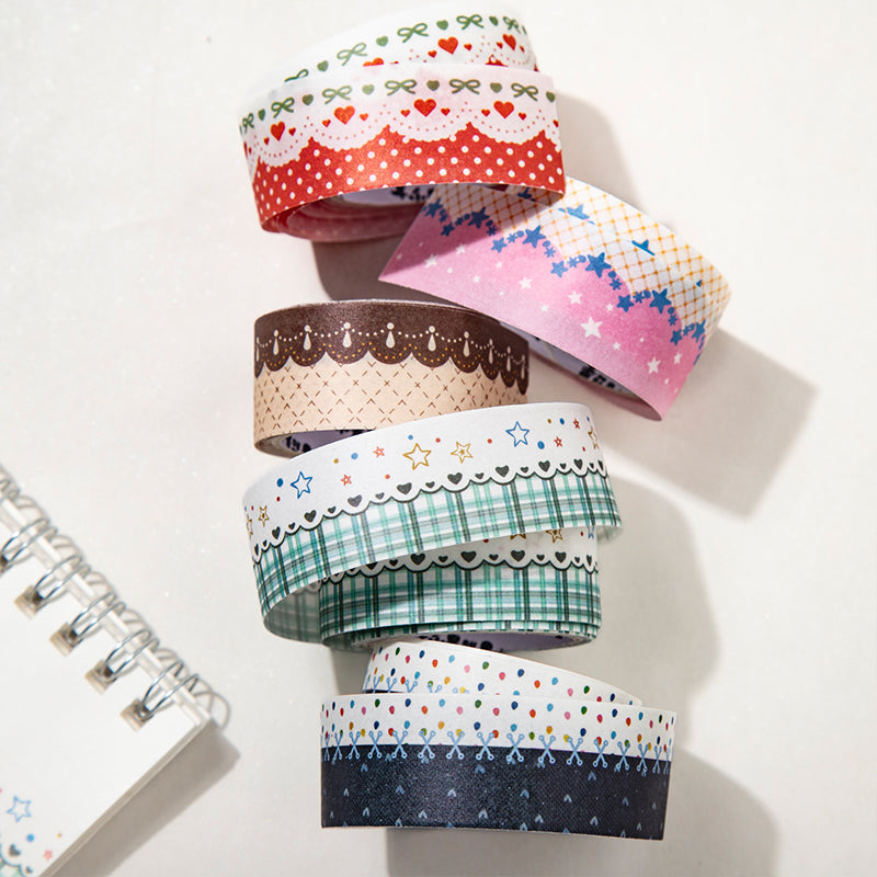 Star Grid Pattern Series Washi Tape featuring star designs for journaling, scrapbooking and collage