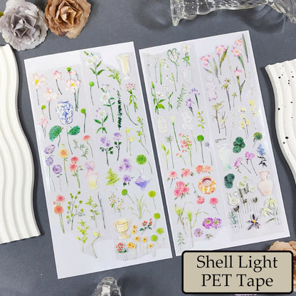 7cm*100cm Flower Field Die Cutting Washi/Shell Light PET Tape