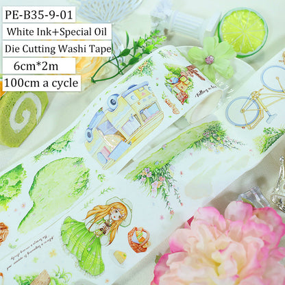 Green wind gathering wild Die Cutting Washi/Shell Light PET Tape
