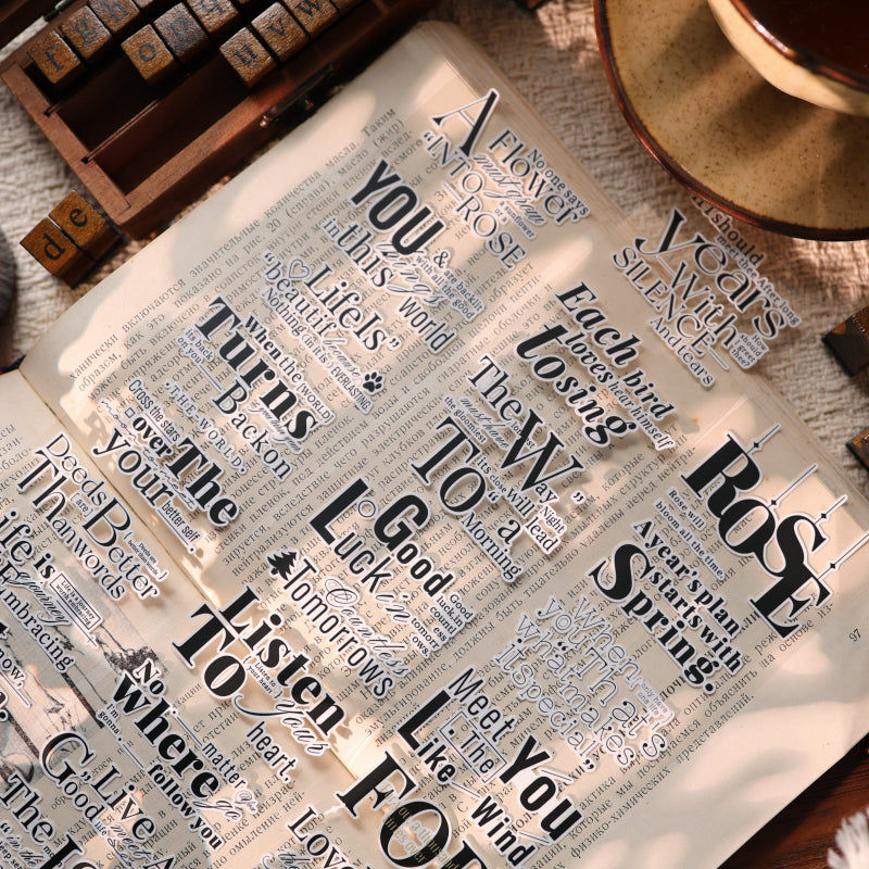 5.5cm*100cm English Quote Die Cutting Synthetic Paper/PET Tape for journaling, scrapbooking and collage