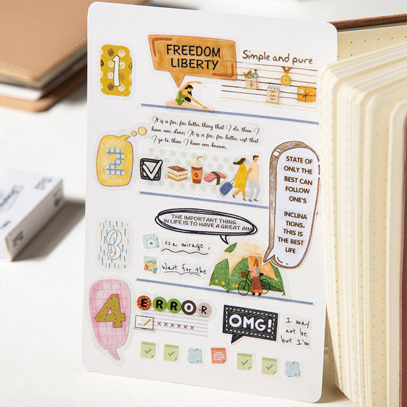 Notes Boxes Series Sticker Book featuring book designs for journaling, scrapbooking and collage