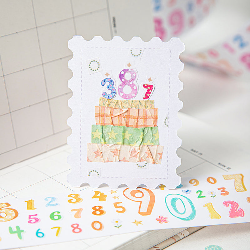 Variety Number Series Die Cutting PET Tape for journaling, scrapbooking and collage