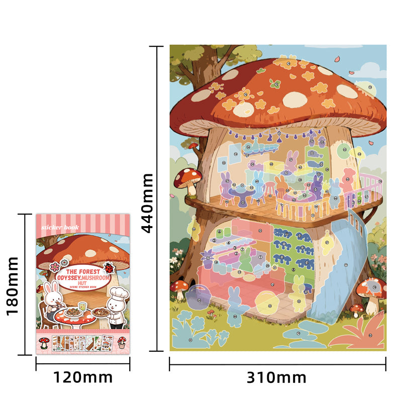 Mushroom Hut 3D Sticker featuring mushroom designs for journaling, scrapbooking and collage