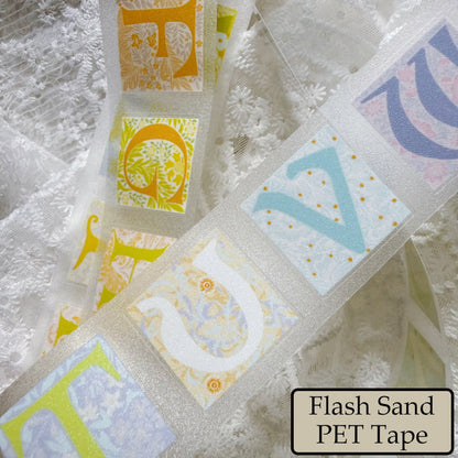 4cm*100cm Herbaceous Letters Die Cutting Washi/Fog PET/Flash Sand PET Tape