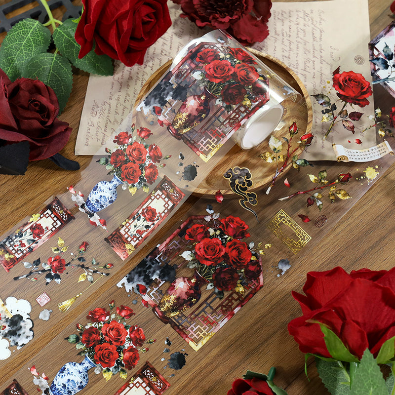 Rose Farewell PET Tape featuring rose designs for journaling, scrapbooking and collage