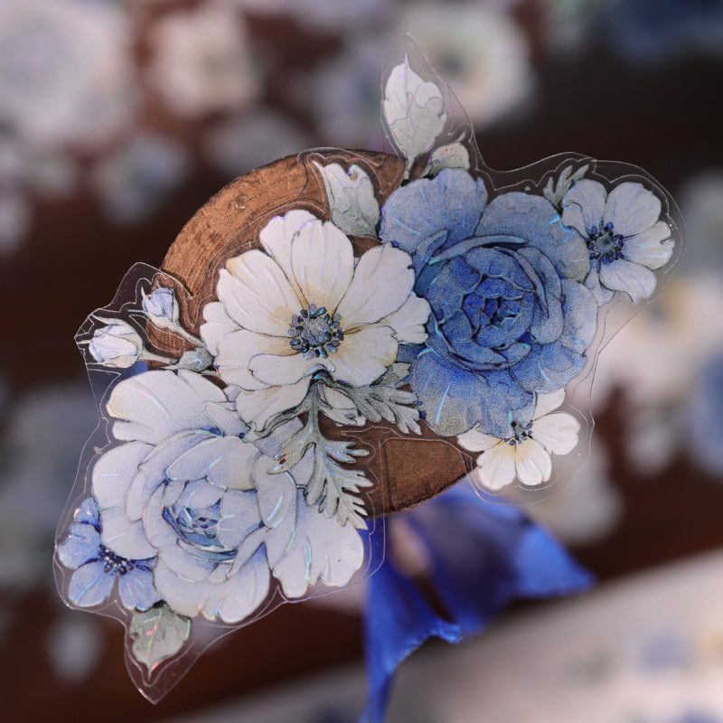 Sweet Blue Flower Die-Cutting Washi Tape - Sample 100cm