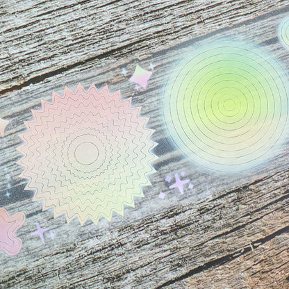Line-cut shallow color Die Cutting Sparking Film PET Tape featuring color designs for journaling, scrapbooking and collage