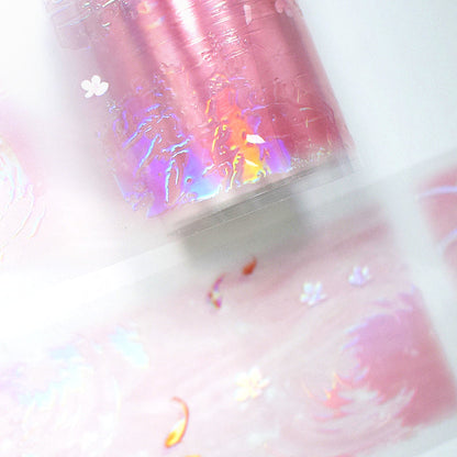 Pink Rippling waves of emerald Rainbow Light PET Tape featuring pink, rain, and light designs for journaling, scrapbooking and collage