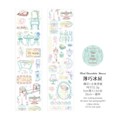 Rose Story Series Die Cutting Silver Stamping PET Tape
