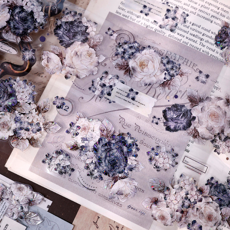 6cm*125cm Cloud Ink Flower Clusters Die Cutting Washi/PET/Shell Light Washi/PET Tape