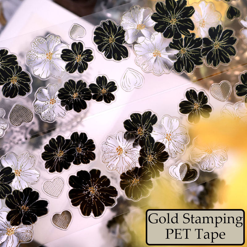 5cm*100cm Inkstone Edge Snow Die Cutting Gold Stamping/Shell Light PET Tape