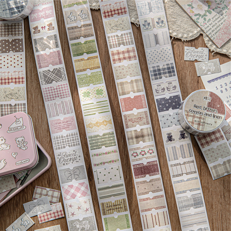 Handmade fabric label series Die Cutting Washi Tape for journaling, scrapbooking and collage