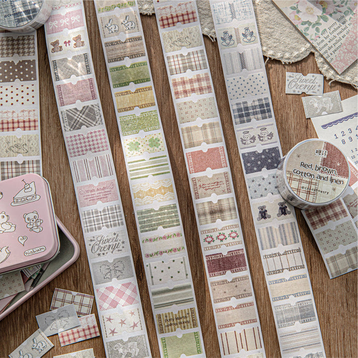 Handmade fabric label series Die Cutting Washi Tape for journaling, scrapbooking and collage