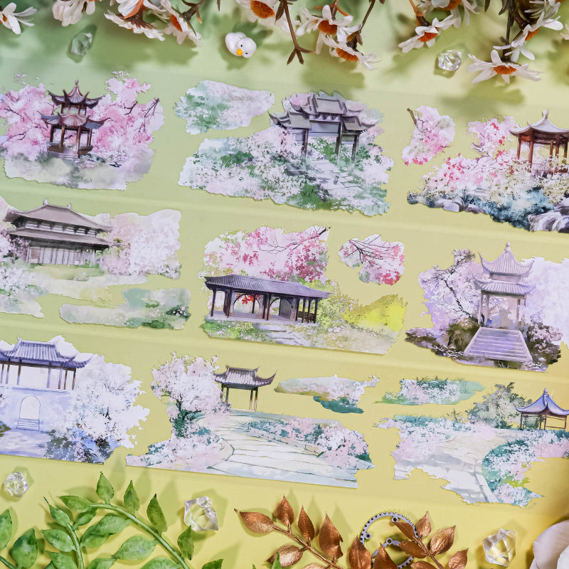 Whole Roll 6.5cm*5m Spring Garden PET Tape featuring garden, and spring designs for journaling, scrapbooking and collage