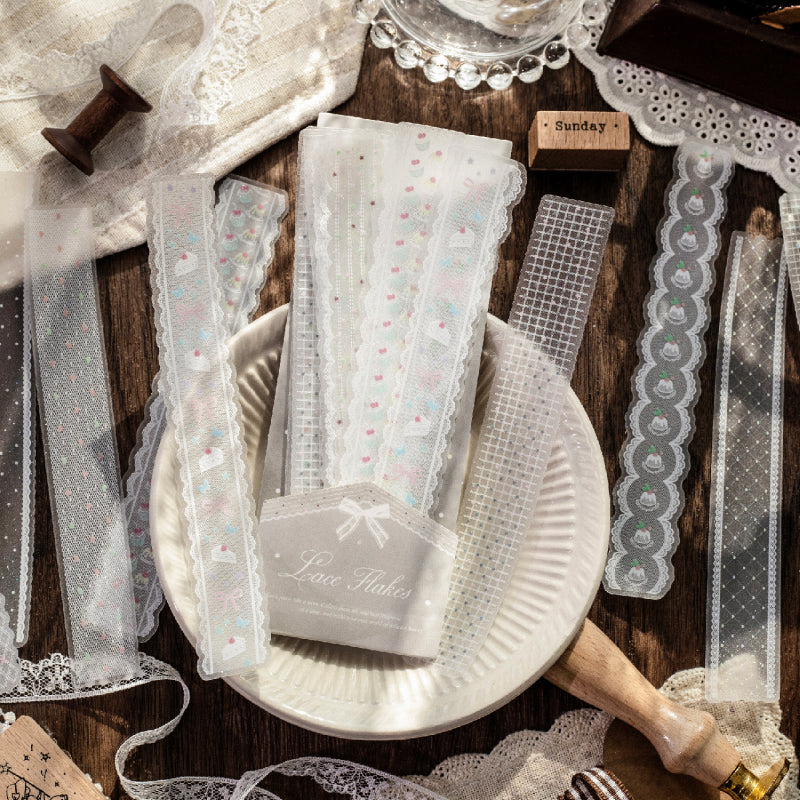 Lace Piece Collection Series Sticker featuring lace designs for journaling, scrapbooking and collage