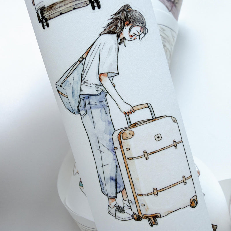 4.5cm*333cm Set Off On Journey Die Cutting Washi/PET/Fog PET Tape for journaling, scrapbooking and collage