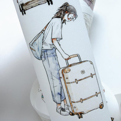 4.5cm*333cm Set Off On Journey Die Cutting Washi/PET/Fog PET Tape for journaling, scrapbooking and collage