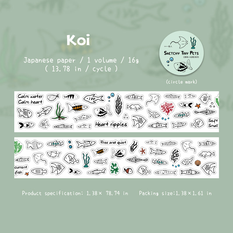Sketchy Tiny Pets Series Die Cutting Washi Tape