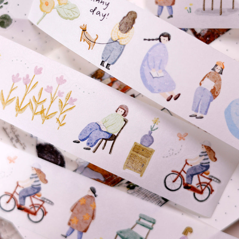 3cm*50cm Sunny day Die Cutting Washi/Fog PET Tape featuring sun designs for journaling, scrapbooking and collage