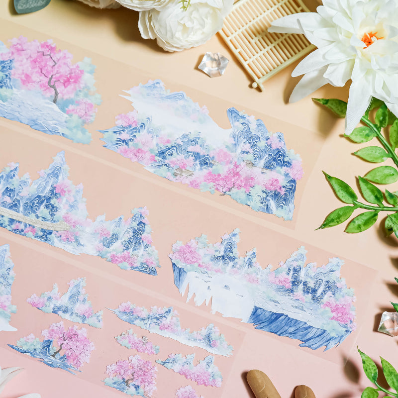 Whole Roll 7cm*5m Peach Blossom Realm PET Tape featuring peach designs for journaling, scrapbooking and collage