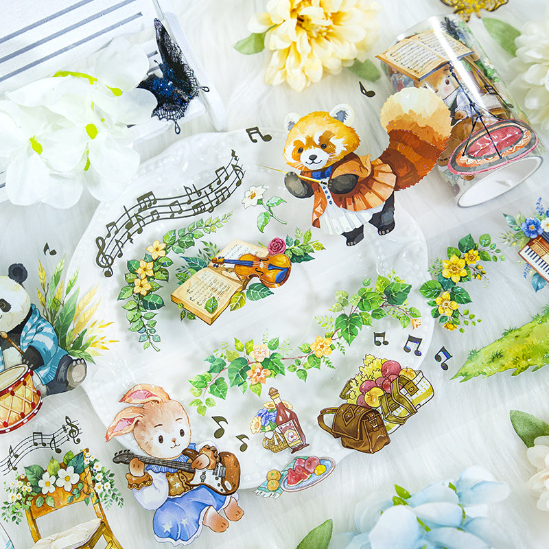 Forest Melodies Shell Light PET Tape featuring forest, and light designs for journaling, scrapbooking and collage