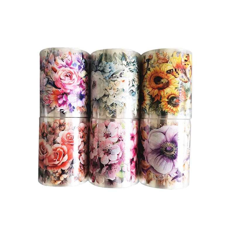 Flowering Season Series PET Tape featuring flower, and sea designs for journaling, scrapbooking and collage