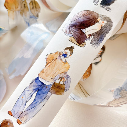 Whole Roll 5cm*10m Little Brown Die Cutting Washi/PET/Fog PET Tape
